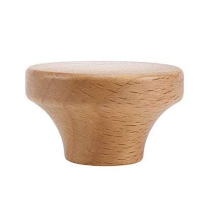 6PCS Round Wooden Single Hole Drawer Handles, 1.56" Cabinet Knobs - color: Beech, size: 1.56"