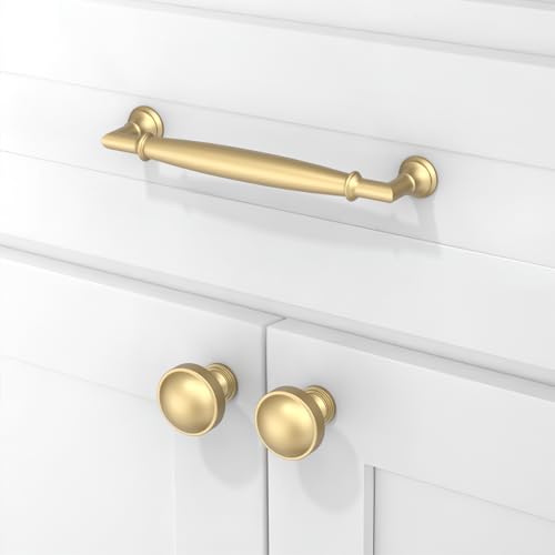 10 Pack Brushed Gold Cabinet Pulls 6.3 Inch(160mm) Kitchen Cabinet Handles Solid Zinc Alloy Cabinet Hardware Drawer Pulls - color: Brushed Gold, size: 6.3" Hole Center