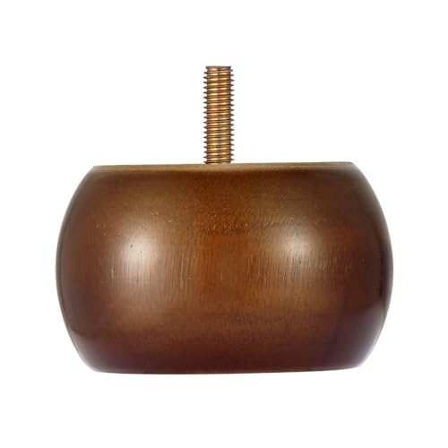 4PCS Wood Furniture Legs 2 inches Furniture Legs with Bolt Walnut Sofa Legs Couch Legs Replacement for Legs for Piano Bench, Chest-Turned-Coffee Table (Round Walnut) - color: Round Walnut