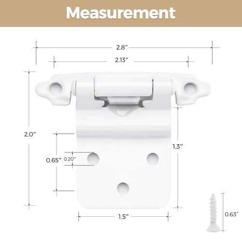 30 Pack 15 Pair White Cabinet Hinges, 3/8" Inset Semi-Concealed Hinges - color: White, size: 3/8" Inset