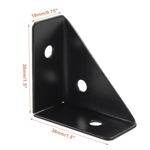 Zorfeter 10Pcs 38mm x 38mm Black Corner Brace Brackets