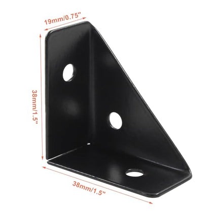 Zorfeter 10Pcs 38mm x 38mm Black Corner Brace Brackets