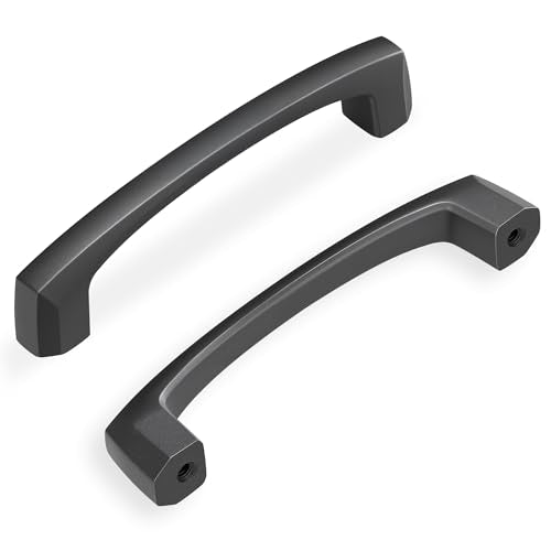 Lardmon 10 Pack 3.75 Inch(96mm) Hole Center Matte Dark Gunmetal Gray Modern Cabinet Pulls Solid Kitchen Cabinet Handles Hardware Bathroom Vanity Pulls Timeless Drawer Pulls Handles for Dresser - color: Gray, size: 3.75 Inch Hole Center, style: 10 Pack