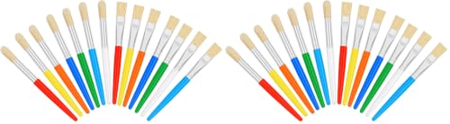 14 Pcs Paint Brushes for Kids, Round and Flat Kids Paint Brushes, Easy Hold and Clean Toddler Paint Brushes, Bristle Craft Paint Brushes for Acrylic Oil Watercolor Washable Paint (Pack of 2) - size: 14PCS (Pack of 2)