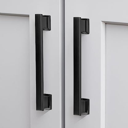 VEHCIL 20 Pack Square Matte Black Cabinet Pulls, 7 Inch(178mm) Hole Centers Kitchen Cabinet Handles Drawer Pulls Kitchen Hardware for Cabinets,Cupboard Closet Bathroom Dresser, Solid Zinc Alloy - color: Matte Black, size: 7 Inch Hole Centers Pull