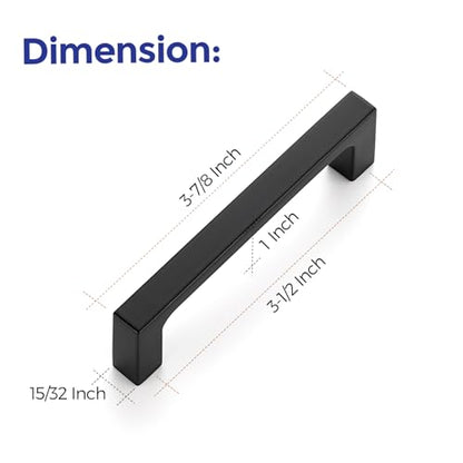 Ravinte Matte Black Square & Solid Cabinet Handles,3-1/2 Inch,30 Pack - size: 3-1/2 Inch Hole Center