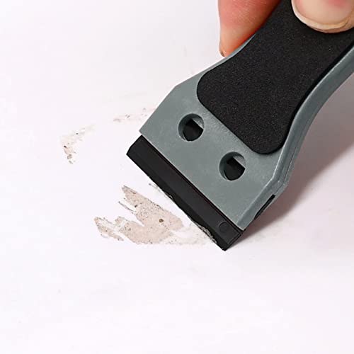 EHDIS 2pcs Plastic Razor Scraper 6-inch Long Handle Adhesive Remover Tool with 100 Double-Edge Blades for Window Tint Vinyl Scraper Decal Sticker Glue Remover (grey) - color: Grey
