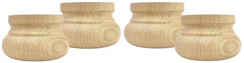 Highland Manor Wood Products Squat Welsh Bun Foot - 2" Tall x 3 3/8" Wide (Maple) (Set of 4)