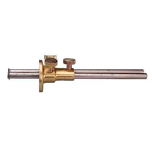 Double blade Wheel Marking Gauge Kit with 2 Extra Cutter Wheels and Screws, Small Anti Roll Brass Head, Metric Micro Adjuster Ruler, Woodworking Tools Scriber for Woodworking - color: W-dmg-1pc