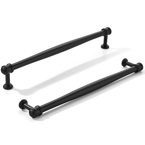 khtumeware 10 Pack 10inch(256mm) Hole Center Black Cabinet pulls Solid Heavy-Duty Tradition Kitchen Cabinet Handle Matte Black Cabinet Hardware for Dressing Table Bathroom Pull - color: Black, size: 10inch(256mm) hole center