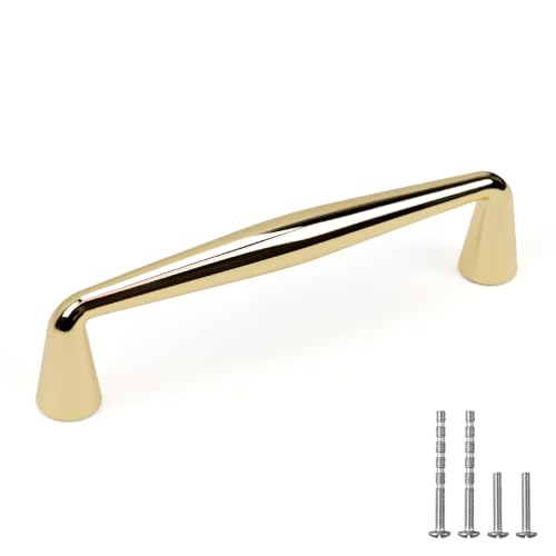 YAGU 6 Pack Top Polished Brass Kitchen Cabinet Pulls 3 Inch(76mm) Hole Center Solid Bright Gold Dresser Drawer Handles Furniture Hardware for Cupboard Wardrobe Closet Vanity - color: Polished Brass, size: 6 Pack, style: 3''/76MM Hole Center