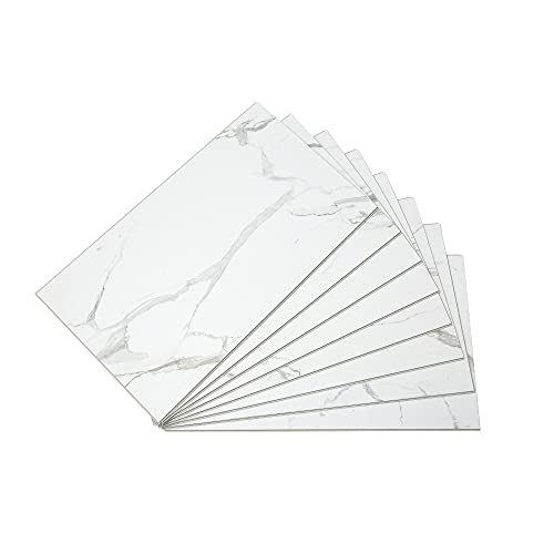 Palisade 25.6 in. x 14.8 in. Vinyl Wall Tiles in Carrara Marble (8 Pack) - color: Carrara Marble, size: Case of 25.6 in. x 14.8 in. Tiles