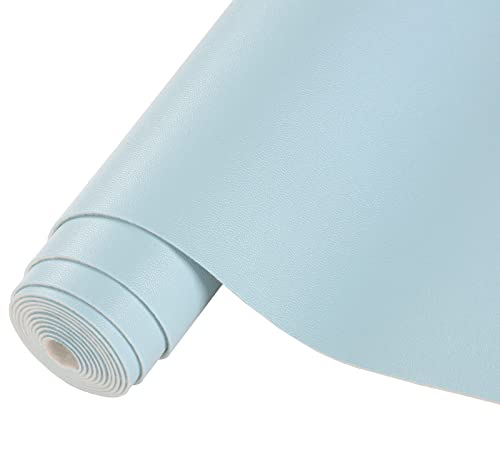 CDY Smooth Faux Leather Roll: 13.8"X53" Faux Leather Sheets for Upholstery - color: Light Blue