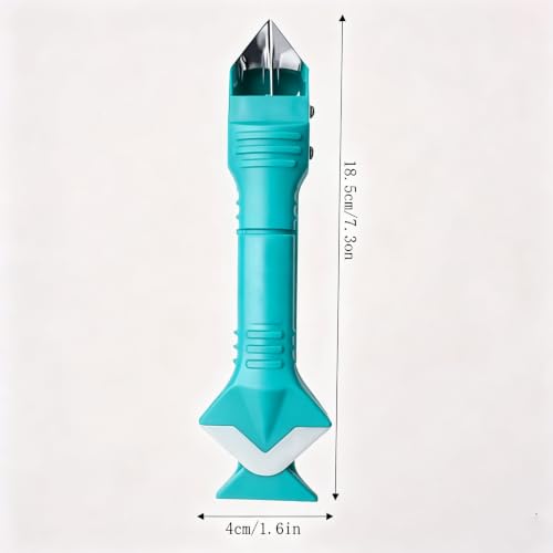 Silicone Caulking Tool 3 in 1 Stainless Steel Head Scraper Caulk Remover Sealant for Kitchen Bathroom Window, Cyan - color: Cyan