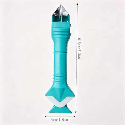 Silicone Caulking Tool 3 in 1 Stainless Steel Head Scraper Caulk Remover Sealant for Kitchen Bathroom Window, Cyan - color: Cyan