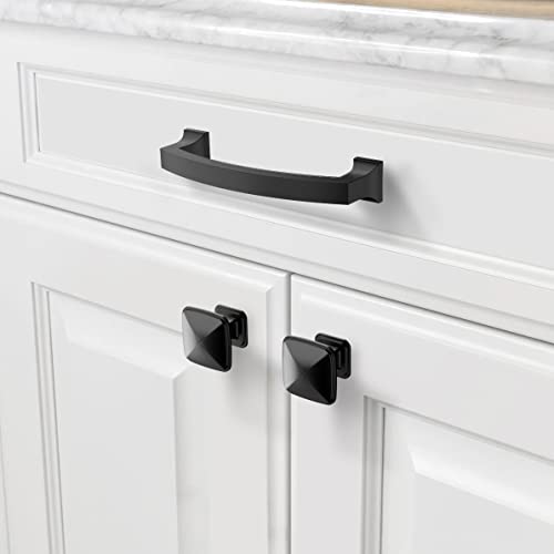 Asidrama 10 Pack 4 Inch(102mm) Hole Centers Kitchen Cabinet Handles, Matte Black Cabinet Pulls Kitchen Cabinet Hardware for Cupboard Drawer Pulls - color: Matte Black, size: 4" Hole Center, style: 10 Pack