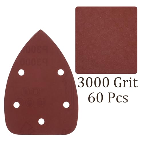 60pcs Mouse Sander Detail Sandpaper 3000Grit 3.5"x5.5" Triangle