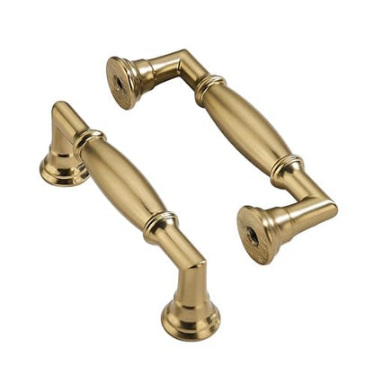 2 Pack 3-1/2 Inch Hole Center Brushed Brass Cabinet pulls Solid Satin Brass Heavy Duty Cabinet Pull Cabinet Handles Kitchen Cabinet Hardware Vanity Handles Bathroom Cabinet pulls - color: Brushed Brass, size: 3-1/2 Inch(89mm)hole center
