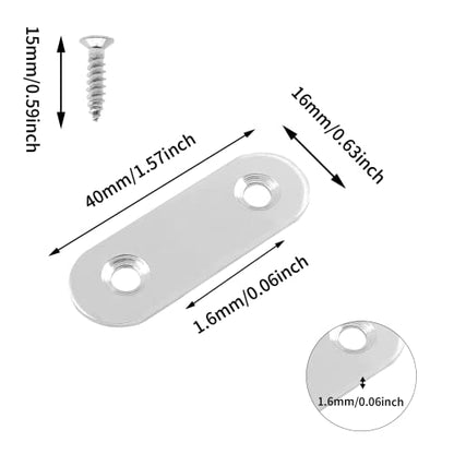 30Pcs Stainless Steel Straight Brace 40mm/1.6" Metal Joining Plates Heavy Duty Flat Mending Bracket Connector - size: 40mm/1.6",30 Pcs