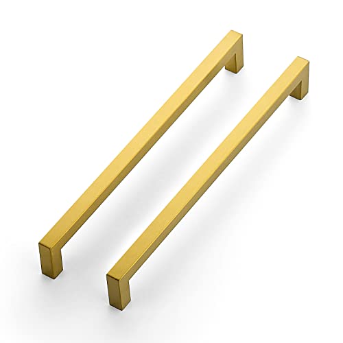 Ravinte Brushed Brass Square Cabinet Handles Drawer Pulls 10 Inch 18 Pack - color: Brushed Brass