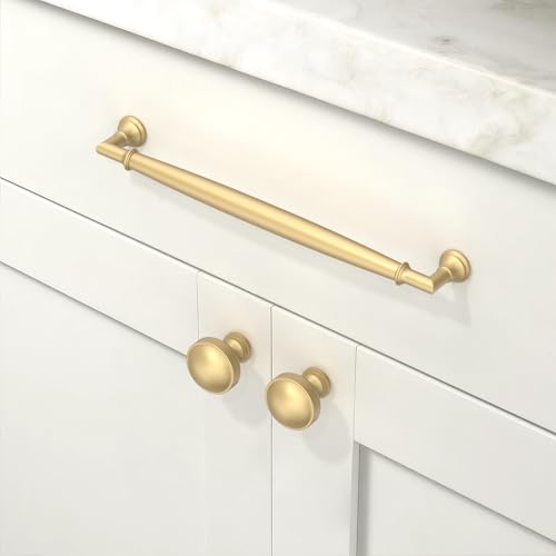 10 Pack Brushed Gold Cabinet Pulls 7.5 Inch(192mm) Kitchen Cabinet Handles Cabinet Hardware for Drawer Pulls - color: Brushed Gold, size: 7.5" Hole Center