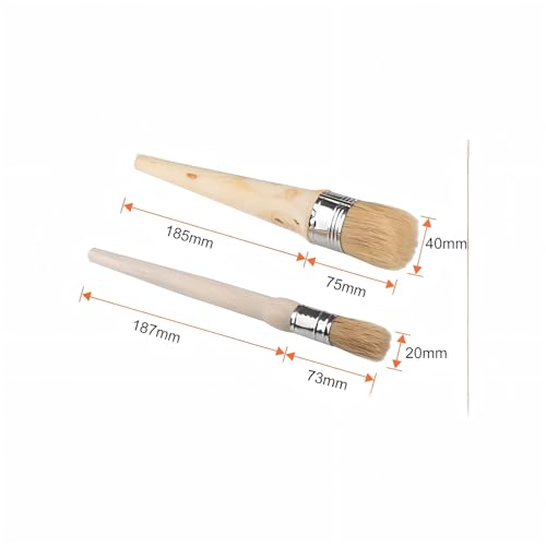 Natural Bristle Round Wax Paint Brush with Ergonomic Wooden Handle-Large Head for Smooth Finish on Furniture Restoration,Car Detailing&Home Decor-Ideal for DIY Enthusiasts&Professionals (Light Wood)