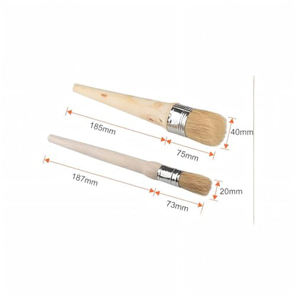 Natural Bristle Round Wax Paint Brush with Ergonomic Wooden Handle-Large Head for Smooth Finish on Furniture Restoration,Car Detailing&Home Decor-Ideal for DIY Enthusiasts&Professionals (Light Wood)
