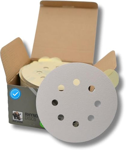 5 inch RhynoStick 8-Hole White Line Sticky Discs 100 Discs 150 Grit - style: 150 Grit