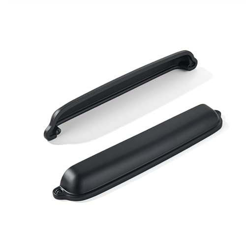 khtumeware 10 Pack Matte Black Cup Pulls 5 Inch Center to Center - Cabinet & Drawer Handles for Kitchen Hardware - color: Matte Black, size: 5"(128mm) Hole Center