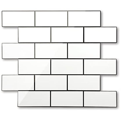 STICKGOO Peel and Stick Backsplash on Subway Tile, Polished White - color: White