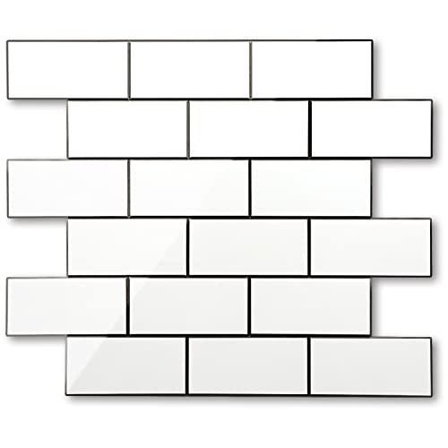 STICKGOO Peel and Stick Backsplash on Subway Tile, Polished White - color: White