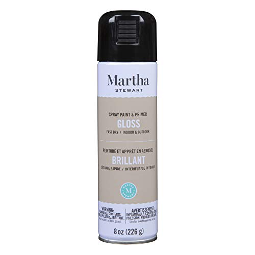 MARTHA STEWART Paint & Primer 8oz Spray Paint, Gloss Beetle Black (42915) - color: Gloss Beetle Black