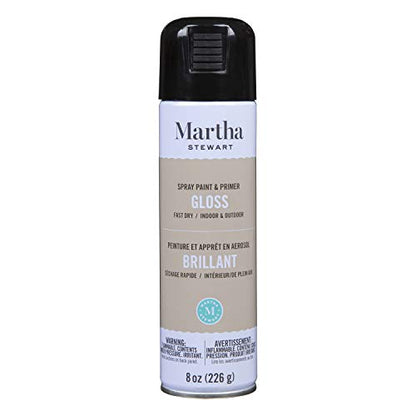 MARTHA STEWART Paint & Primer 8oz Spray Paint, Gloss Beetle Black (42915) - color: Gloss Beetle Black