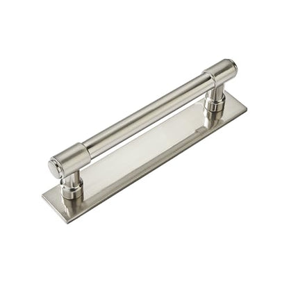 khtumeware 5 Pack 3-3/4 Inch(96 mm) Center to Center Brushed Satin Nickel Cabinet Pull Backplate with Base Plate Zinc Solid Kitchen Cabinet Handles Drawer Pulls Cabinet Hardware - color: Brushed Nickel, size: 3-3/4"(96mm) Hole Center