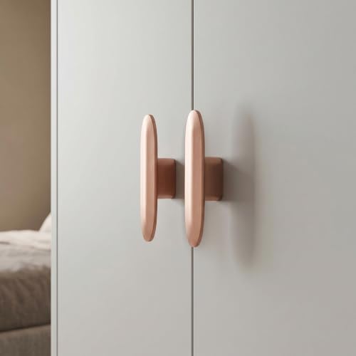 Goo-Ki 6 Pack Cabinet Knobs Brushed Copper Drawer Knobs Solid Zinc Alloy Kitchen Hardware - Modern Single Hole/Screw Cabinet Pulls Dresser Handles,1751HL-DD - color: Brushed Copper, size: 3" Full Length