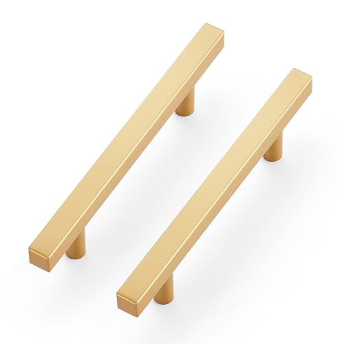Ravinte Champagne Gold Handles Square Cabinet Hardware 3-3/4 Inch 10 Pack - size: 3-3/4" Hole Center
