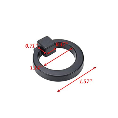 4Pcs Square Base Drop Ring Pull Handles 40mm Diameter(Matte Black) - color: Black1.57