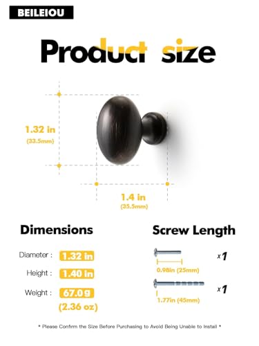 Oval Oil Rubbed Bronze Cabinet Knobs, Zinc Alloy for Drawer Knobs for Dresser Cupboard Wardrobe, Kitchen Cabinet Pulls (2, Oil Rubbed Bronze, Egg knob) - color: Oil Rubbed Bronze
