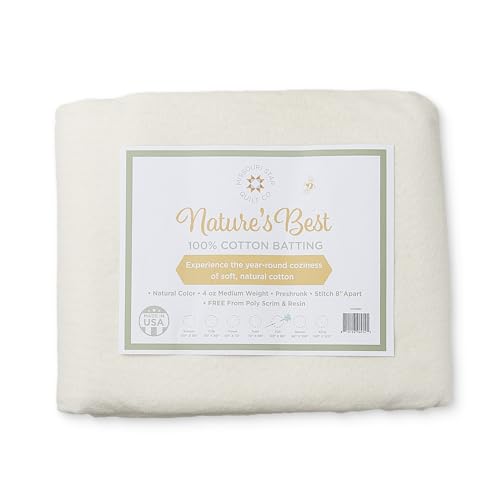 Quilt Batting Full Size 90" x 96" | 100% Cotton – No Poly Scrim or Resin | Medium Weight Batting Roll for Stuffing Blankets and Quilting Supplies - size: Full