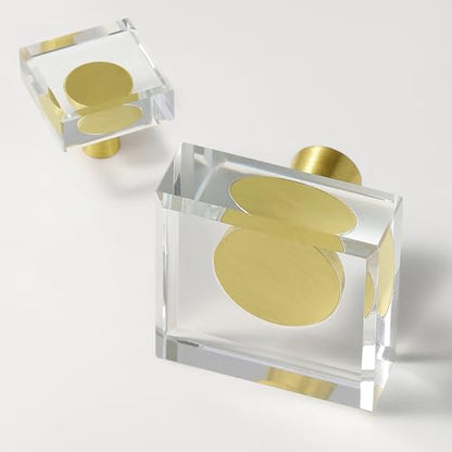 4 Pack Square Crystal Cabinet Knobs,1-1/4 Inch, Gold - color: Gold-4 pack, size: Square