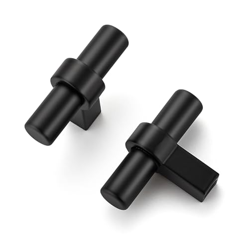 HOME EDIT 10 Pack Black Cabinet Knobs 2 Inch Drawer Knobs Single Hole - color: Black&2T Bar