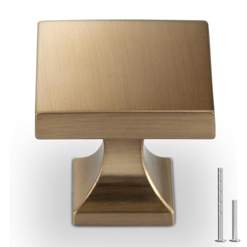 Haliwu 20 Pack Champagne Bronze Cabinet Knobs, Solid Pulls - color: Champagne Bronze & Square A