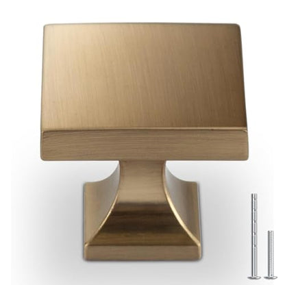 Haliwu 20 Pack Champagne Bronze Cabinet Knobs, Solid Pulls - color: Champagne Bronze & Square A