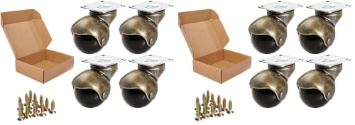 ENYKE Ball Caster Wheels, 1.5-inch Casters for Furniture, Swivel Furniture Wheels Set of 4 180lbs, Antique Brass Top Plate Castors, Ottoman, Wheelchair, Not for Small Chair Legs (Pack of 2) - color: Bronze, size: 1.5 in (Pack of 2)