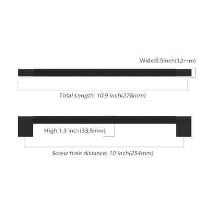 Asidrama 10 Pack 10 inch Matte Black Knurled Cabinet Handles - color: Matte Black, size: 10" Hole Center(254mm)