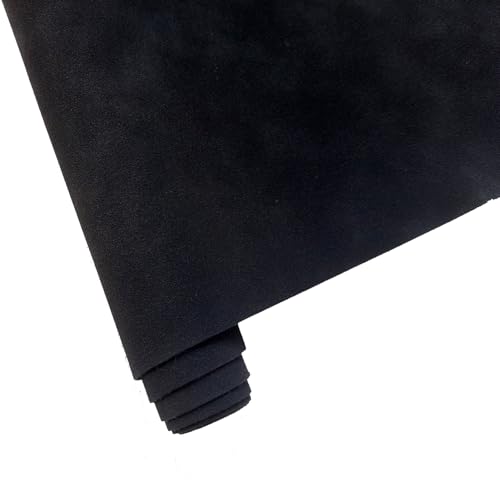 16" x 54" Faux Suede PU Leather Fabric for Crafts, Vintage Vegan Leatherette Fabric for Home Upholstery Handbags Purse DIY Repair Projects-Black - color: Black