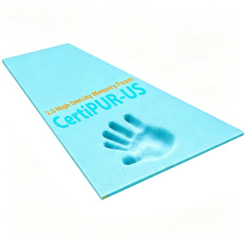 High Density Upholstery Foam Padding Thick 1/4"X24"X74" Gel Memory Foam - color: Blue, size: 24*72*0.25 IN