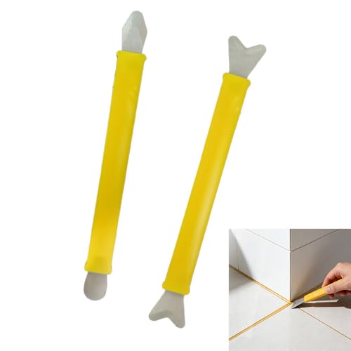 Sealant Finishing Tool Set,Stainless Steelhead Grout Residue Scraper,Caulk Finishing Tool for Corner Flat Surfaces, Durable Grout Smoother with ABS Handle, Seam Repair Kit
