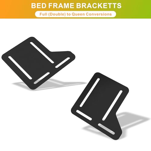 2Pcs Bed Frame Adapter for Headboard Conversion, Adjustable Bed Frame Adapter Connector, Headboard Attachment Bracket for Full to Queen Bed Modification, Black