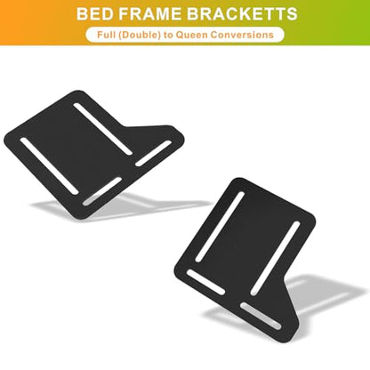 2Pcs Bed Frame Adapter for Headboard Conversion, Adjustable Bed Frame Adapter Connector, Headboard Attachment Bracket for Full to Queen Bed Modification, Black